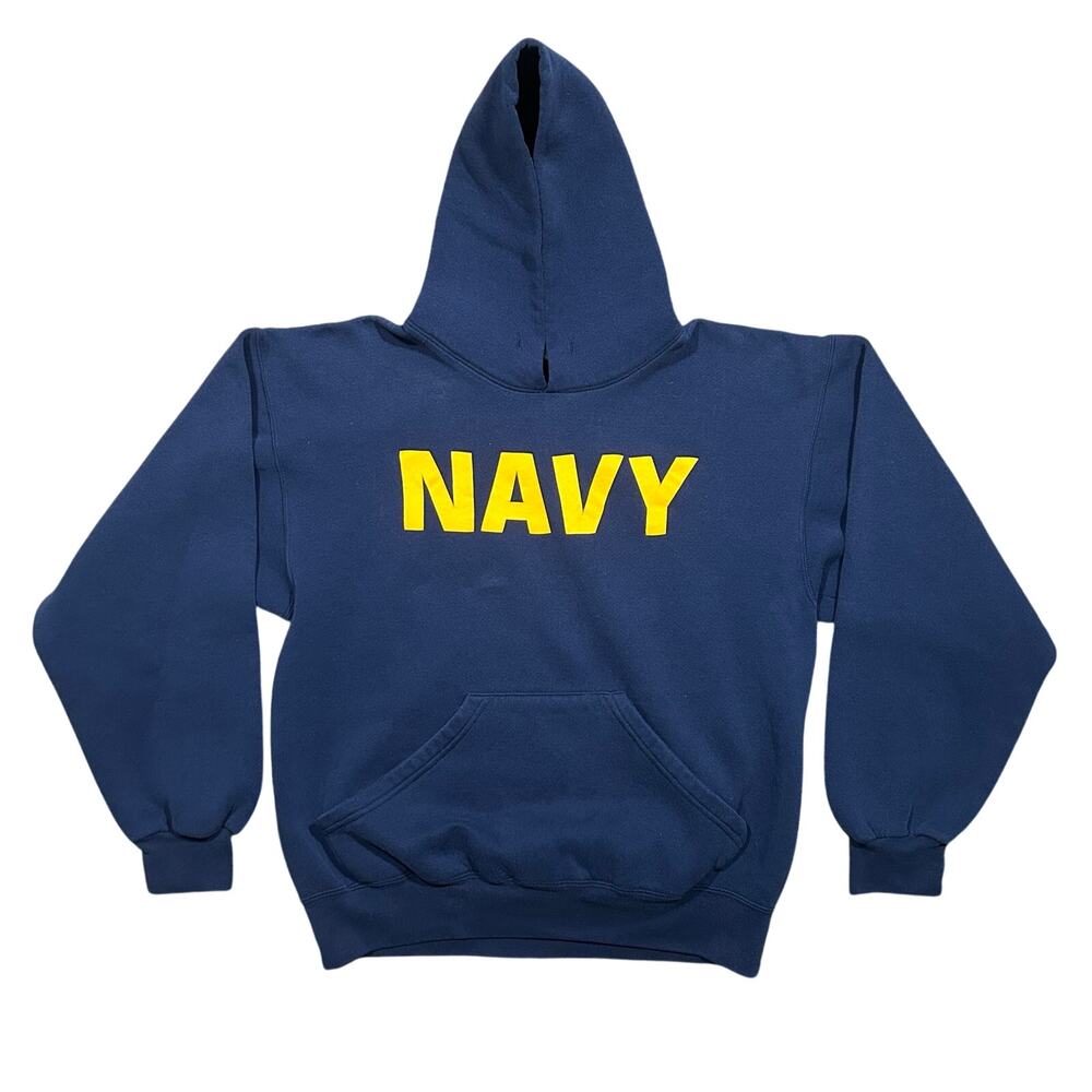 Vintage U.S. Navy Hoodie Sweatshirt Men’s Medium Spell Out Pullover Made In USA